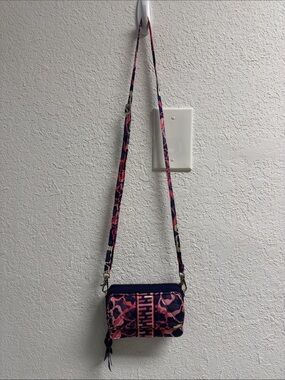 Vera Bradley Navy and Pink Patterned Crossbody ID credit card Bag